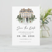 Watercolor Venue Wedding Save the Date セーブザデート (スタンド正面)