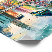 Watercolor Vernazza Cinque Terre Italy Colorful ポスター (角)