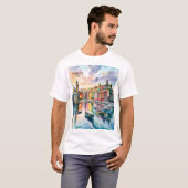 Watercolor Vernazza Cinque Terre Italy Colorful Tシャツ (正面フル)