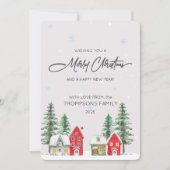 Watercolor Village Holiday Christmas Card シーズンカード (正面)