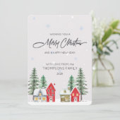 Watercolor Village Holiday Christmas Card シーズンカード (スタンド正面)