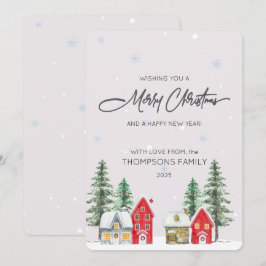 Watercolor Village Holiday Christmas Card シーズンカード