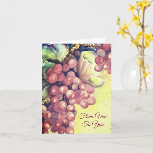 Watercolor Vineyard Grapes  カード (黄色い花)