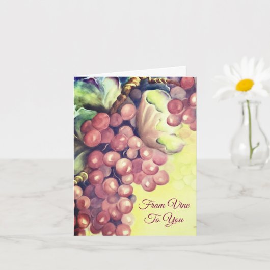 Watercolor Vineyard Grapes  カード (小さな植物)