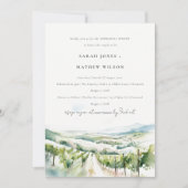 Watercolor Vineyard Landscape Rehearsal Dinner 招待状 (正面)