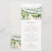 Watercolor Vineyard Landscape Wedding Menu Card 招待状 (正面/裏面)