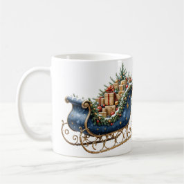 Watercolor Vintage Christmas Sleigh コーヒーマグカップ