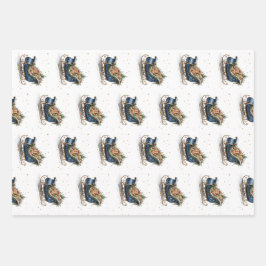 Watercolor Vintage Christmas Sleigh ラッピングペーパーシート