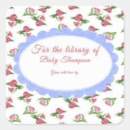 Watercolor vintage Flowers For the library of スクエアシール