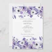 Watercolor Violet Flowers Wedding 招待状 (正面)
