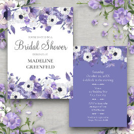 Watercolor Violet Flowers Wedding Bridal Shower 招待状
