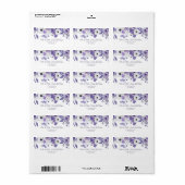 Watercolor Violet Purple Flowers Wedding Address ラベル (フルシート)