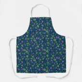 Watercolor violets on blue エプロン (正面)