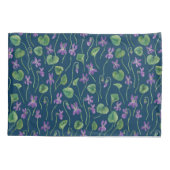 Watercolor violets on blue 枕カバー (裏面-左)