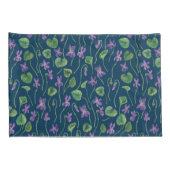 Watercolor violets on blue 枕カバー (裏面-右)