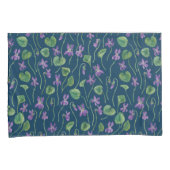 Watercolor violets on blue 枕カバー (正面右)