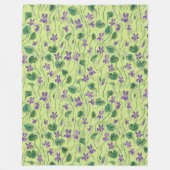Watercolor violets on honey dew フリースブランケット (正面)