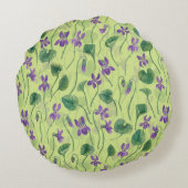 Watercolor violets on honey dew ラウンドクッション (裏面)