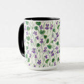 Watercolor violets on off white マグカップ (正面左)
