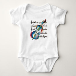 Watercolor Violin Baby Jersey Romper ベビーボディスーツ