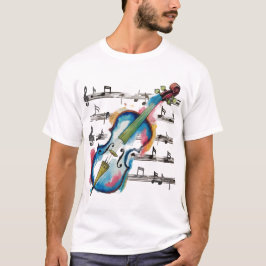 watercolor violin tシャツ