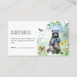 Watercolor Wald Animals Diaper Raffle エンクロージャーカード
