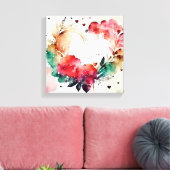 Watercolor Wash Heart # 4 キャンバスプリント (インサイチュ (リビング))