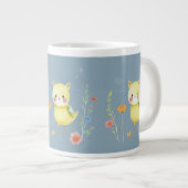 Watercolor Wash Misty Blue Green Soft Aesthetic Mu ジャンボコーヒーマグカップ (正面右)