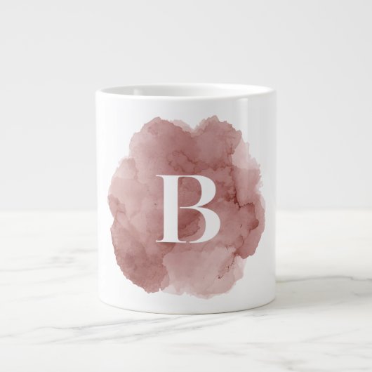 Watercolor Wash Monogram Personalized Initial Arti ジャンボコーヒーマグカップ (正面)