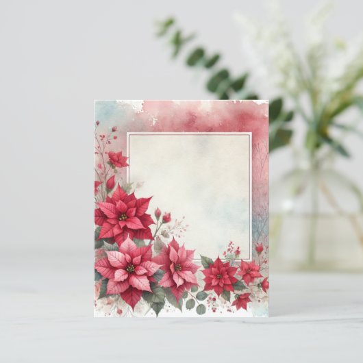 Watercolor Washed Poinsettia Frame Scrapbook Paper (スタンド正面)