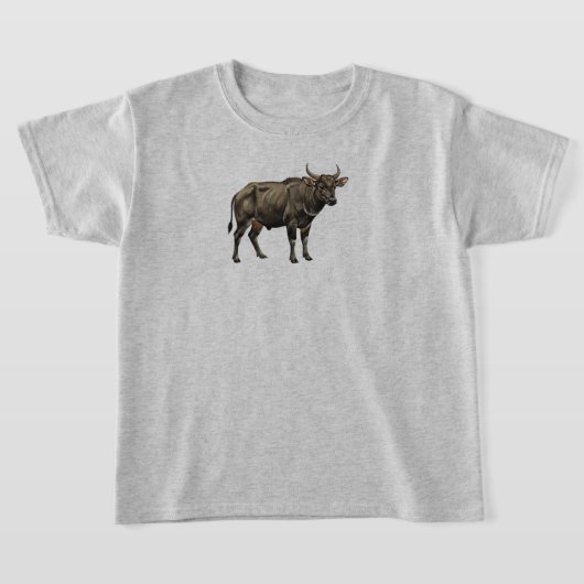 Watercolor Water Buffalo Illustration Tシャツ (レイダウン)