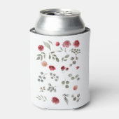 Watercolor Watercolor Roses Green Leaves Leaves 缶クーラー (缶正面)