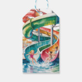 Watercolor Waterslide Kid Birthday Party Thank You ギフトタグ (裏面)