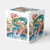 Watercolor Waterslide Kid Birthday Party Thank You フェイバーボックス (裏面サイド)