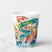 Watercolor Waterslide Kids Birthday Party 紙コップ (裏面)