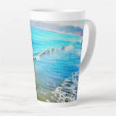 Watercolor Waves  カフェラテマグ (右アングル)