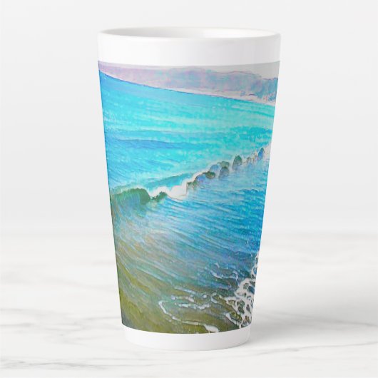 Watercolor Waves  カフェラテマグ (正面)