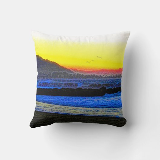 Watercolor Waves  クッション (裏面)