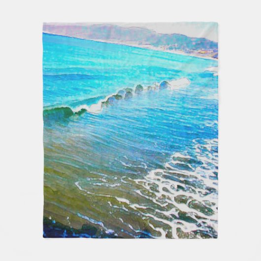 Watercolor Waves  フリースブランケット (正面)