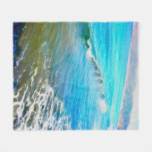 Watercolor Waves  フリースブランケット (正面(横))