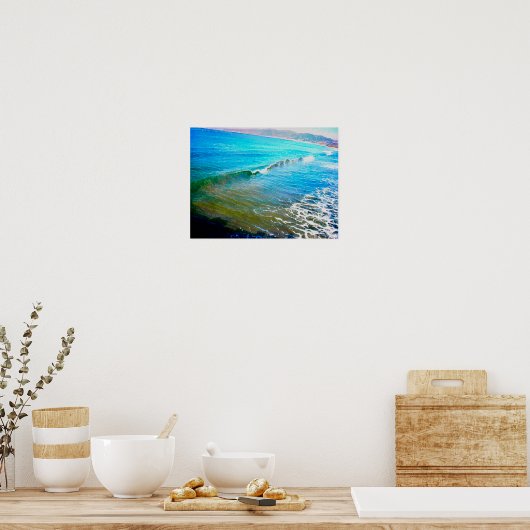 Watercolor Waves  ポスター (キッチン)