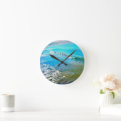 Watercolor Waves  ラウンド壁時計 (ホーム)