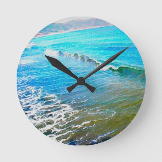 Watercolor Waves  ラウンド壁時計 (正面)