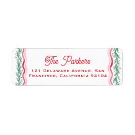 Watercolor Wavy Holiday Garland Frame ラベル