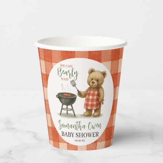 Watercolor We Can Bearly Wait Baby Shower  紙コップ (正面)