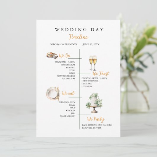 Watercolor Wedding day Timeline Flat Program プログラム (スタンド正面)