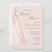 Watercolor Wedding Dress Blush Pink Bridal Shower 招待状 (正面)