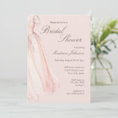 Watercolor Wedding Dress Blush Pink Bridal Shower 招待状 (スタンド正面)