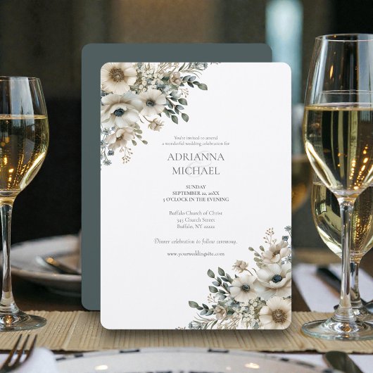 Watercolor Wedding Flowers 招待状