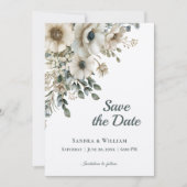 Watercolor Wedding Flowers Save the Date 招待状 (正面)